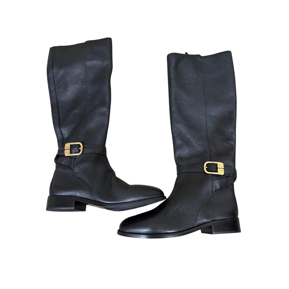 Tory Burch Brooke‎ Buckle Tall Riding Boots Black Size 7.5 NWOB - Picture 6 of 10